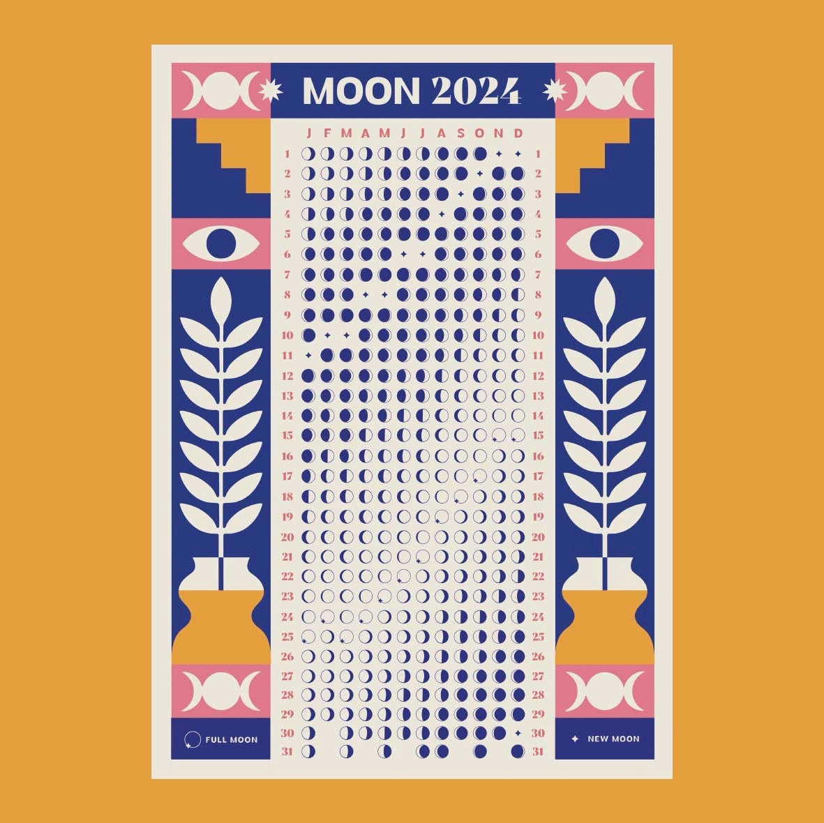 Calendario Lunare 2024 - Stampa A4 – Ahoy Kollektiv