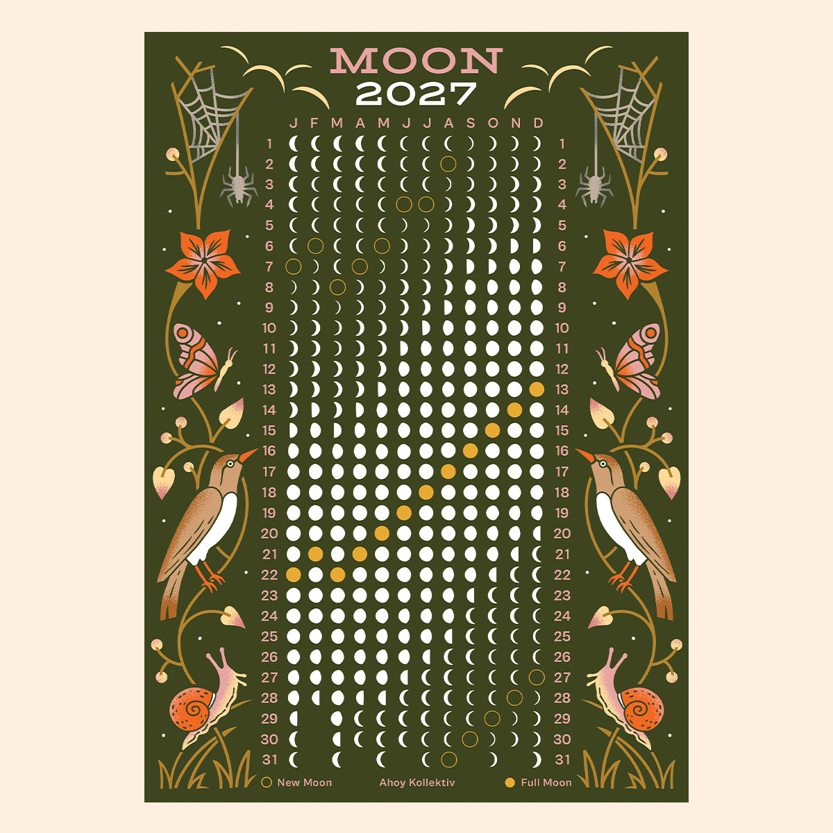 *SPECIAL PRICE PRE ORDER* Ahoy Kollektiv Moon Calendar 2027 - Print A4