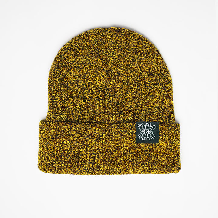 "Never Sleep" Antique Mustard - Cuffed Beanie