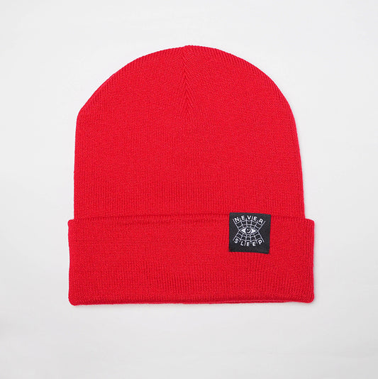 "Never Sleep" Red - Cuffed Beanie