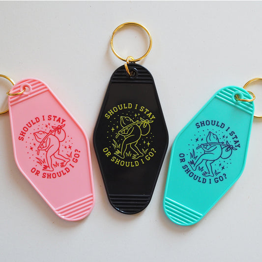 Should I Stay or Should I Go / Wanderer Frog - Retro Motel Keychain