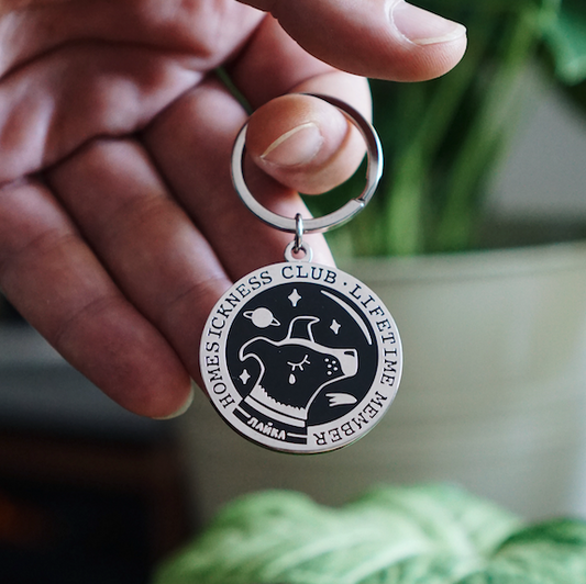Homesickness Club Lifetime Member / Space Dog Laika - Metal Keychain