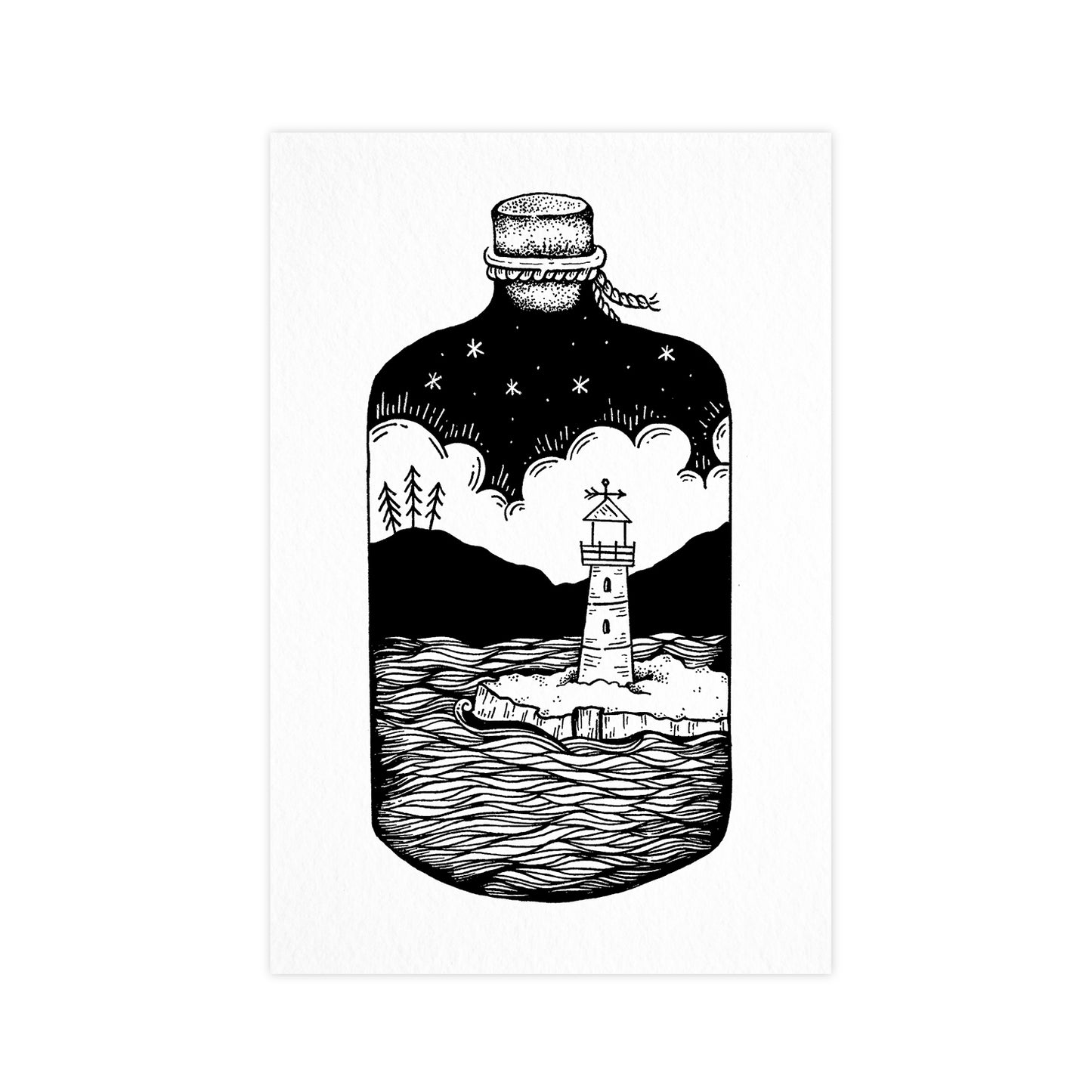 Lighthouse in a Bottle - Postcard