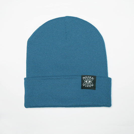 "Never Sleep" Airforce Blue - Cuffed Beanie