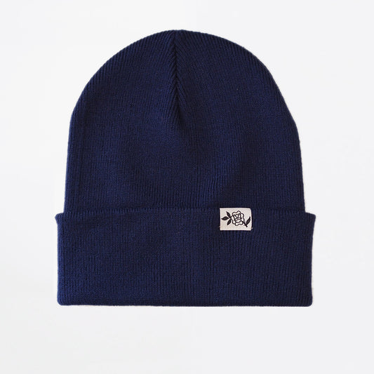 "Rose" Navy Blue - Cuffed Beanie