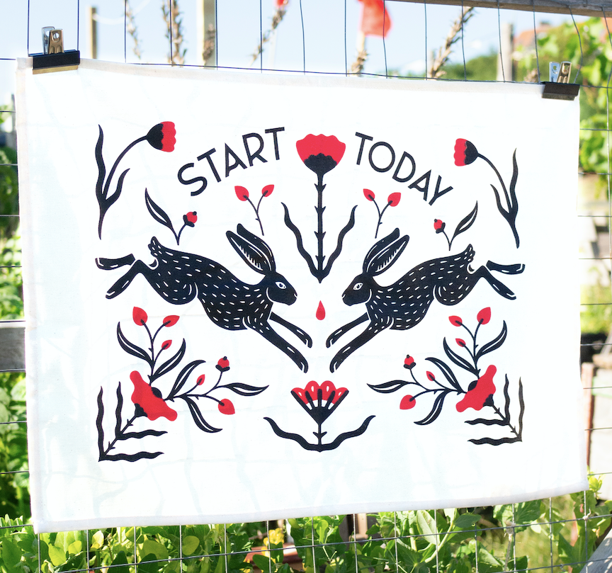 Start Today - Canvas Tea Towel