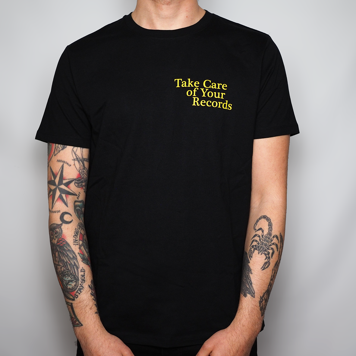 Take Care of your Records - Organic Cotton T-Shirt (Front and Back Print)