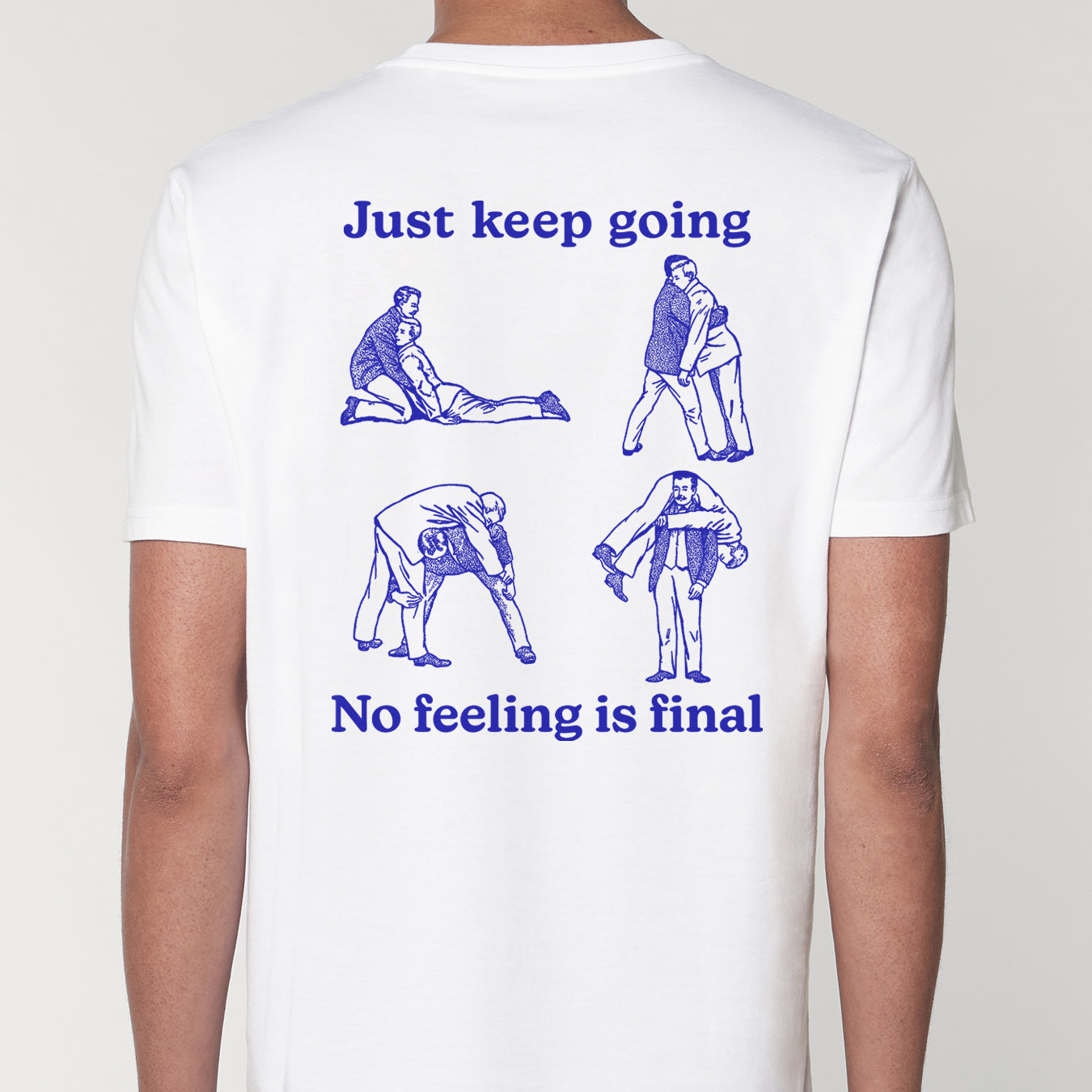 Organic Cotton white t-shirt that features a vintage illustration and a quote from a Rilke Poem - Mental health awareness 