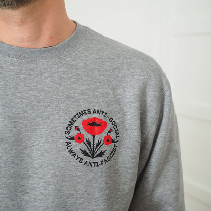 Sometimes Anti-Social, Always Anti-Fascist - Unisex Crewneck Sweatshirt