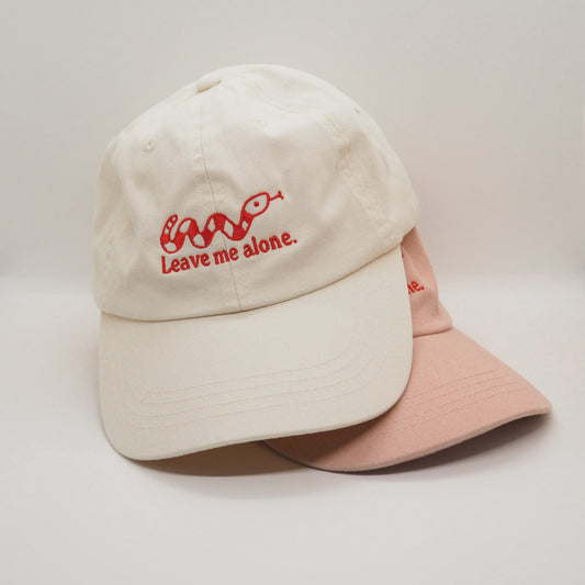 Embroidered Cotton Cap with Snake design and the slogan Leave me alone. Streetwear Punk Fun Accessories