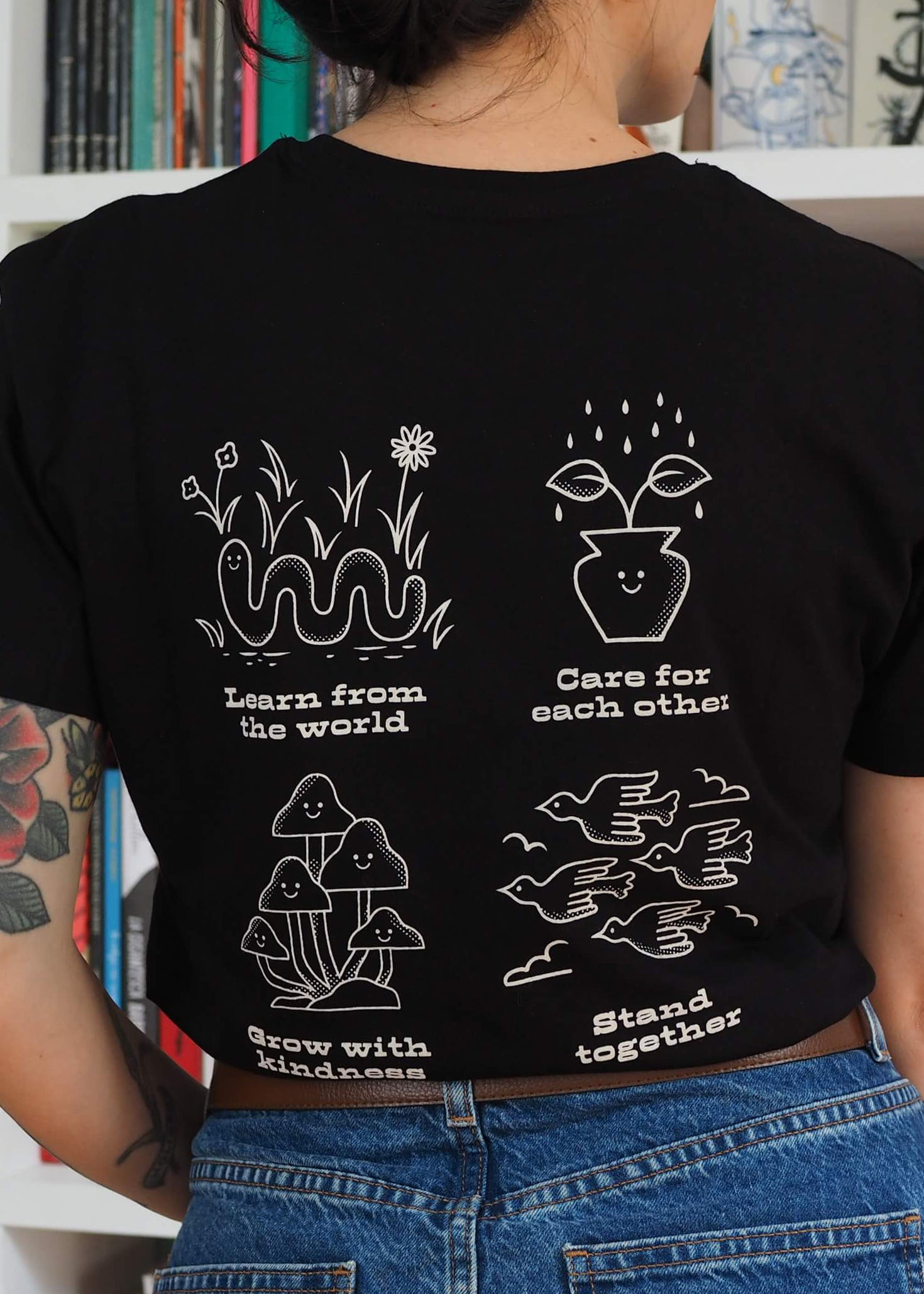 Close up of the screen printed 'Make a Change'  manifesto featuring eco-activist slogan 