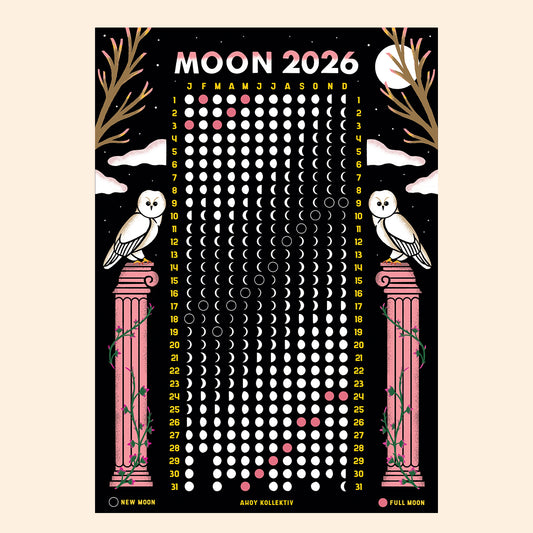 Ahoy Kollektiv Moon Calendar 2026 - Print A4