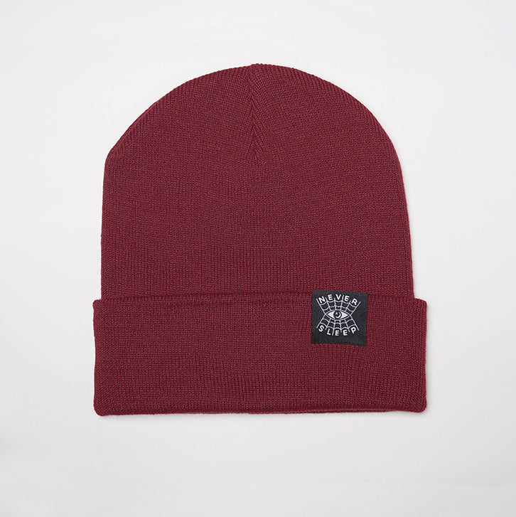 "Never Sleep" Burgundy - Beanie