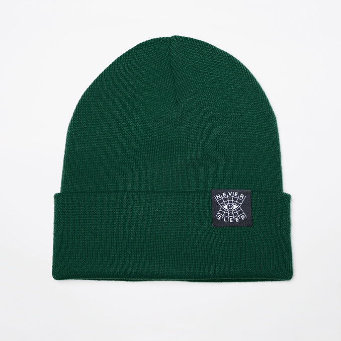"Never Sleep" Green - Cuffed Beanie