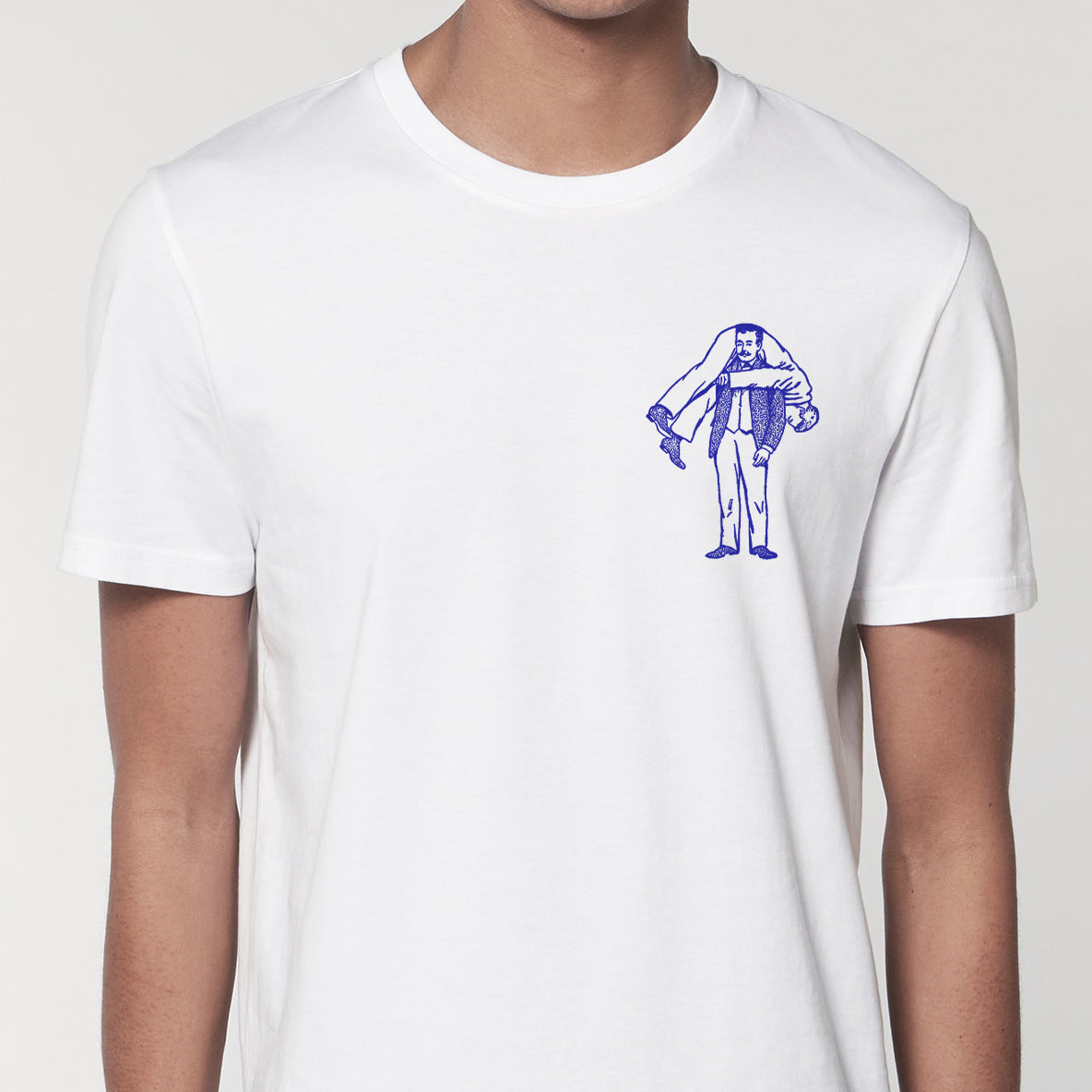 Front Printed Organic Cotton white t-shirt that features a vintage illustration - Mental health awareness