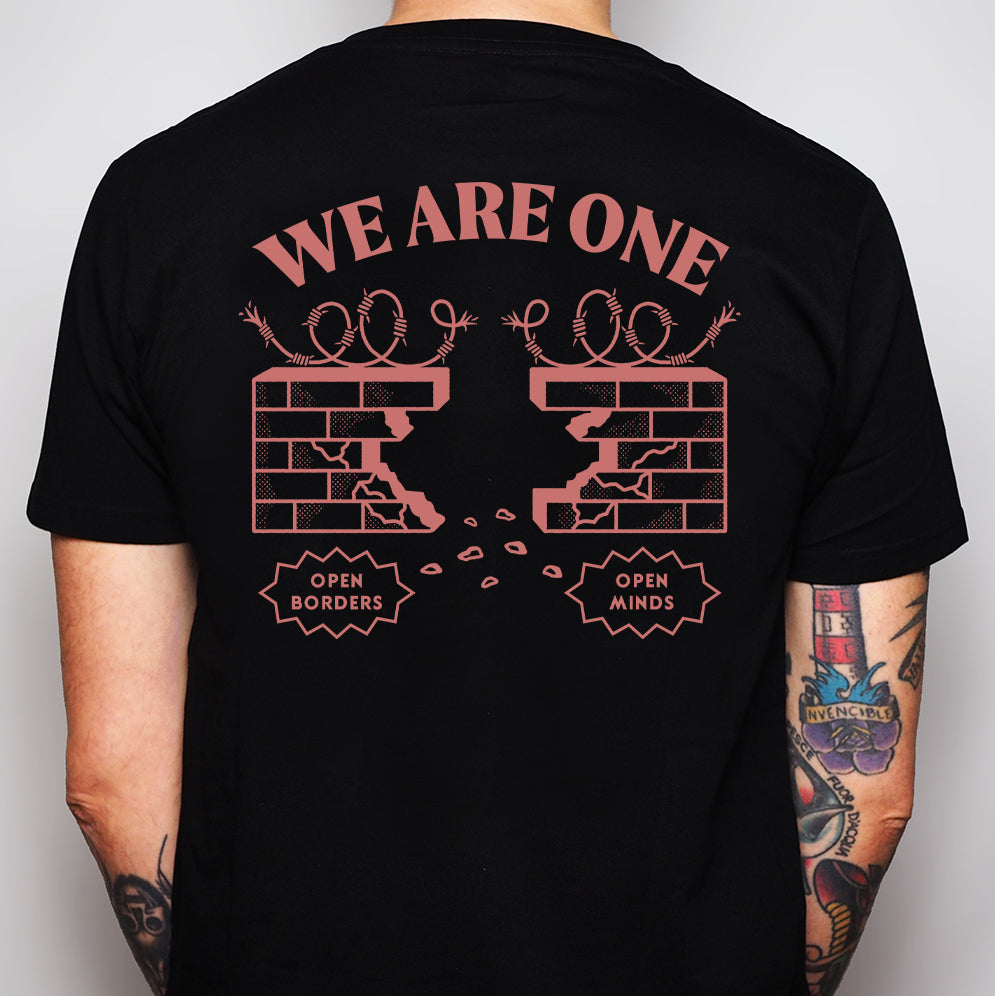 Break down the walls / We are One - Unisex Organic Cotton T-Shirt (Front and Back print)