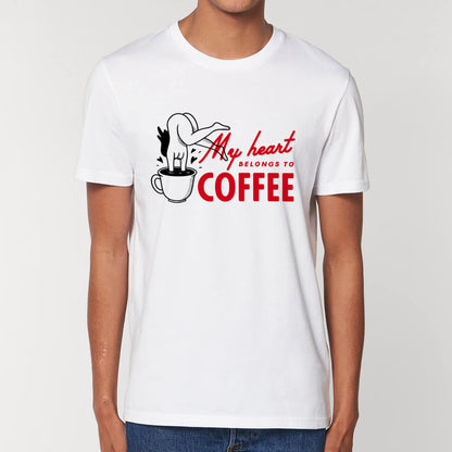 My Heart belongs to Coffee - T-Shirt Unisex in cotone biologico (Stampa fronte e retro)