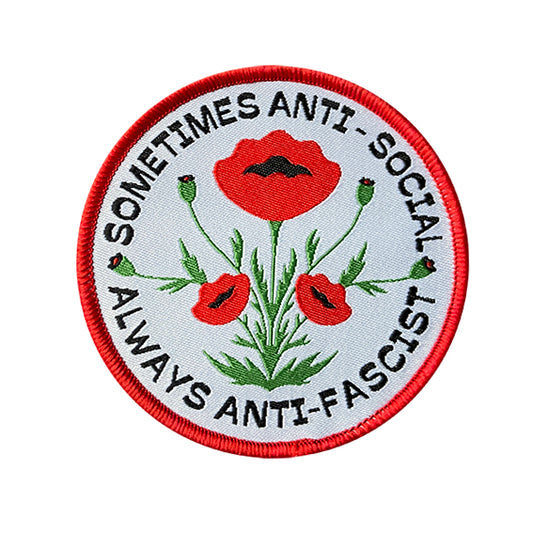 Sometimes antisocial always antifascist iron on cotton patch punk political accessories 