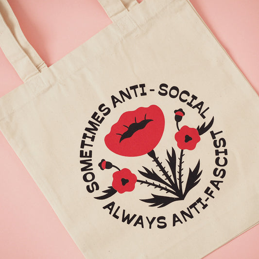Sometimes Anti-Social, Always Anti-Fascist - Tote Bag