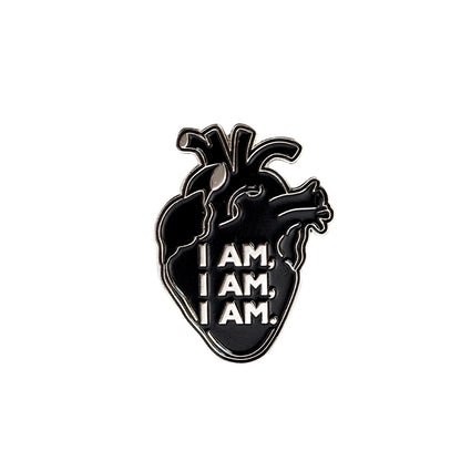 Black Anatomical Heart enamel pin featuring a quote by Sylvia Plath Bell Jar - Feminist Poet Writer