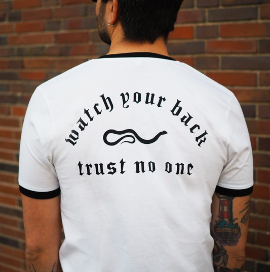 Watch Your Back - Ringer Organic Cotton T-Shirt