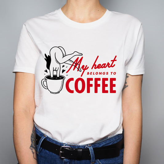 My Heart Belongs to Coffee - Fitted Organic Cotton T-shirt