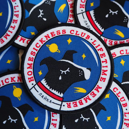 Homesickness Club Lifetime Member / Space Dog Laika - Iron-On Woven Patch