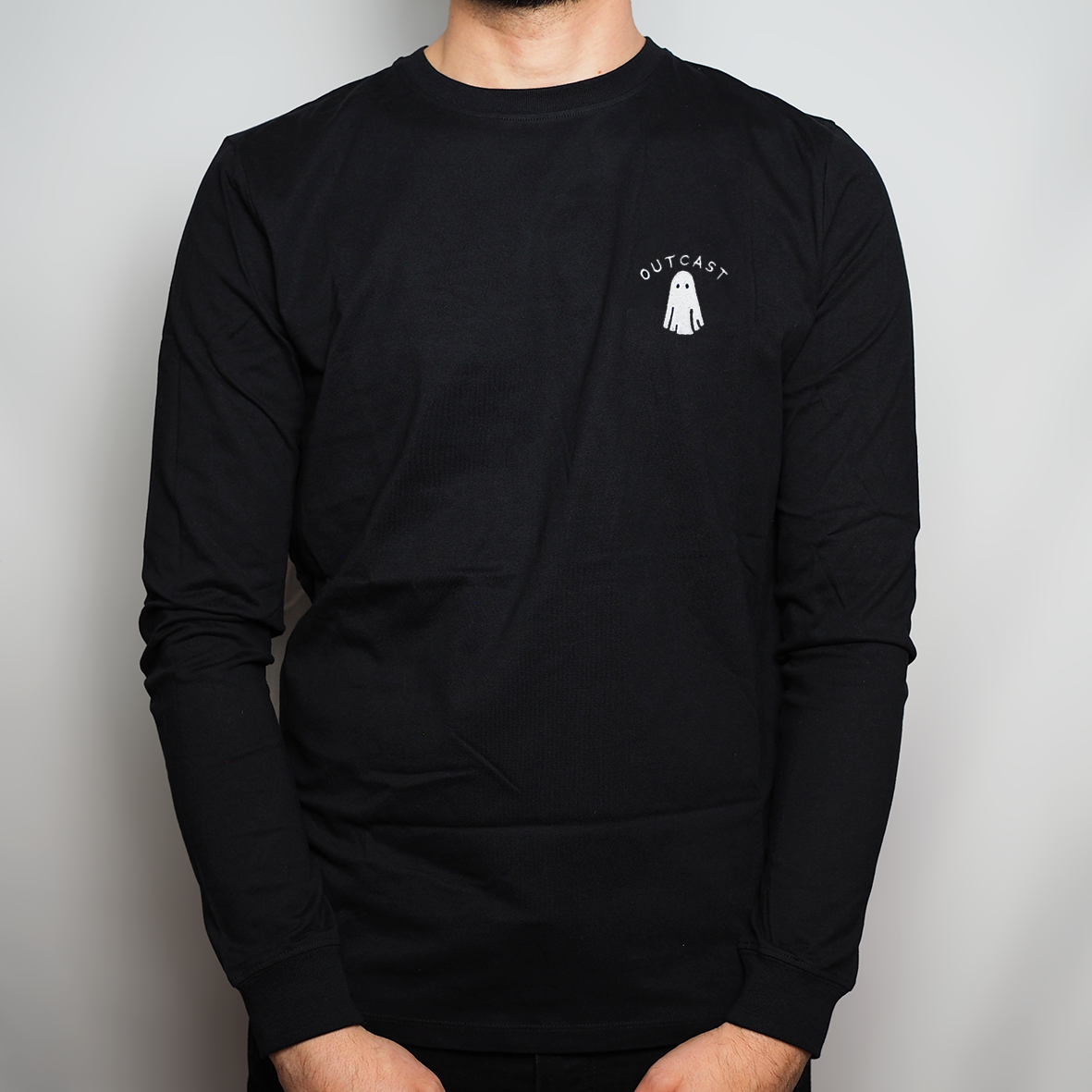 Outcast Ghost - Embroidered Organic Cotton Long Sleeve