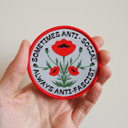 Sometimes antisocial always antifascist iron on cotton patch punk political accessories