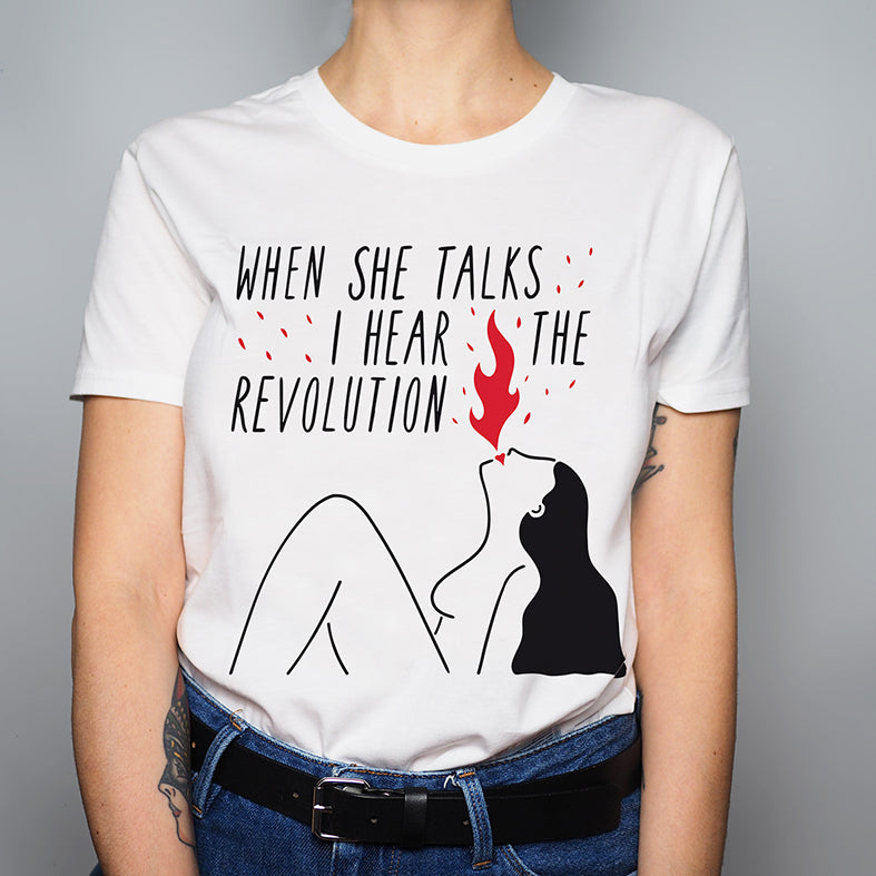 Rebel Girl - Lady Fit Organic Fair trade Cotton T-Shirt (Front Print)