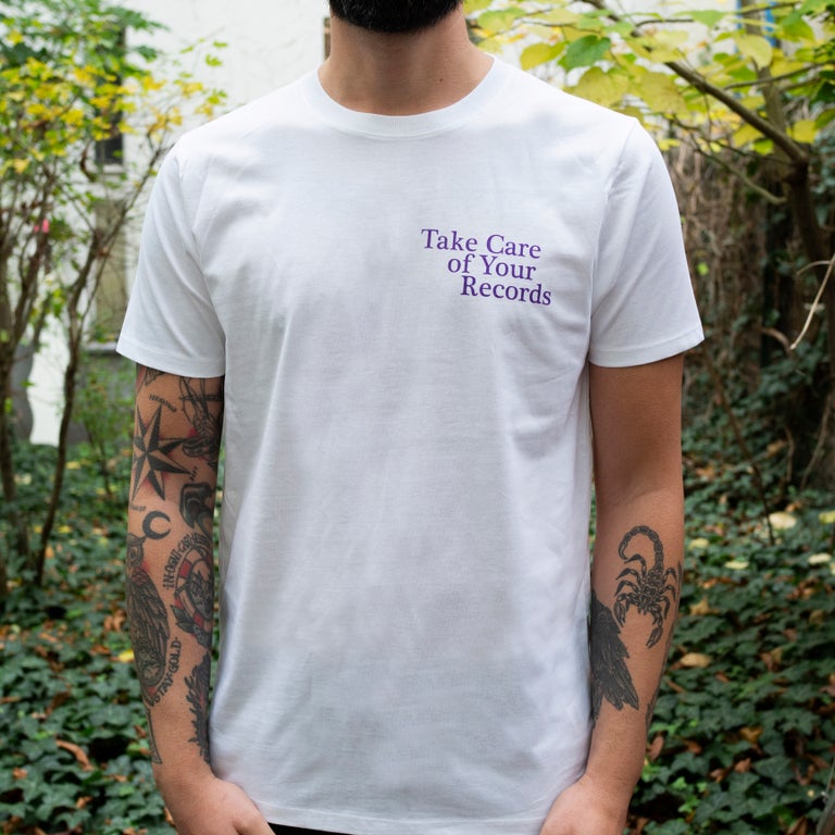 Take Care of your Records - T-Shirt in cotone biologico (Stampa fronte e retro)