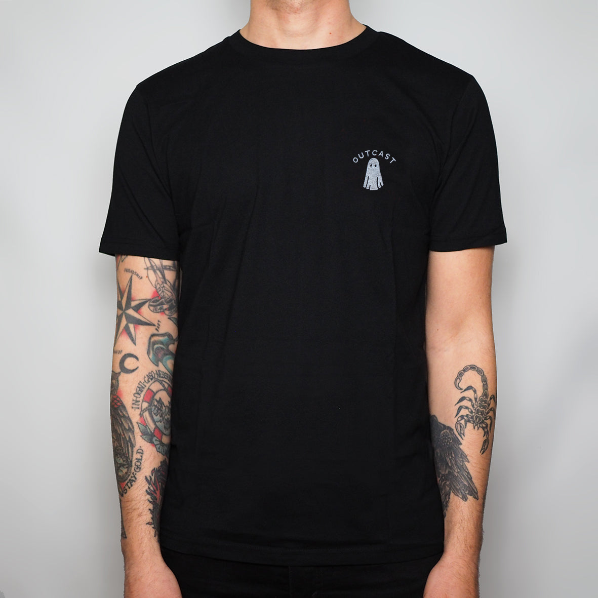 Outcast Ghost - Embroidered Organic Cotton T-Shirt